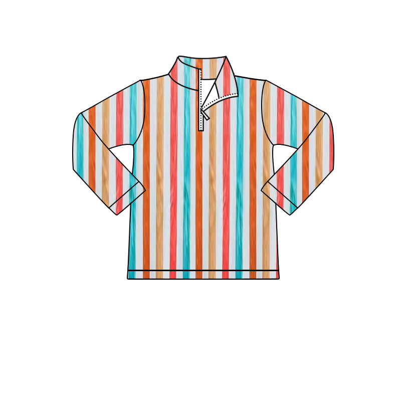 Pre-order Baby Boy Long Sleeves Stripes Zipper Pullover Tops