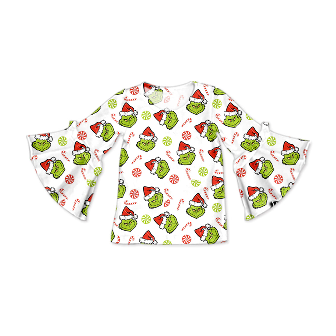 Pre-order Baby Girl Long Sleeves Christmas Green Frog Tops