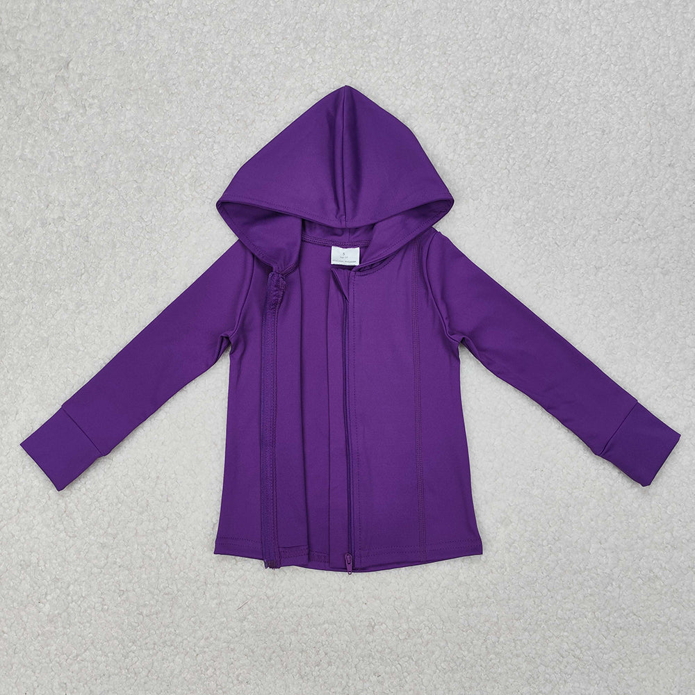 Baby Girl Long Sleeves Purple Zipper Hoodie Tops Shorts Skorts Yoga Active Set RTS