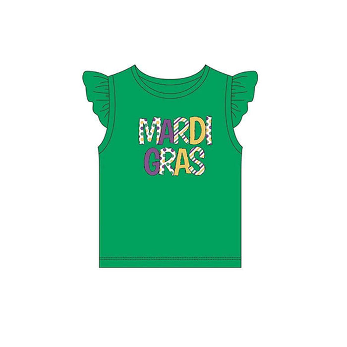 Pre-order Baby Girl Mardi Gras Green Short Sleeves Tee Shirt