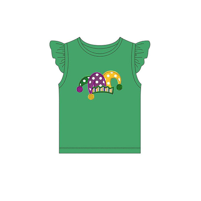 Pre-order Baby Girl Mardi Gras Short Sleeves Hat Green Tee Shirt