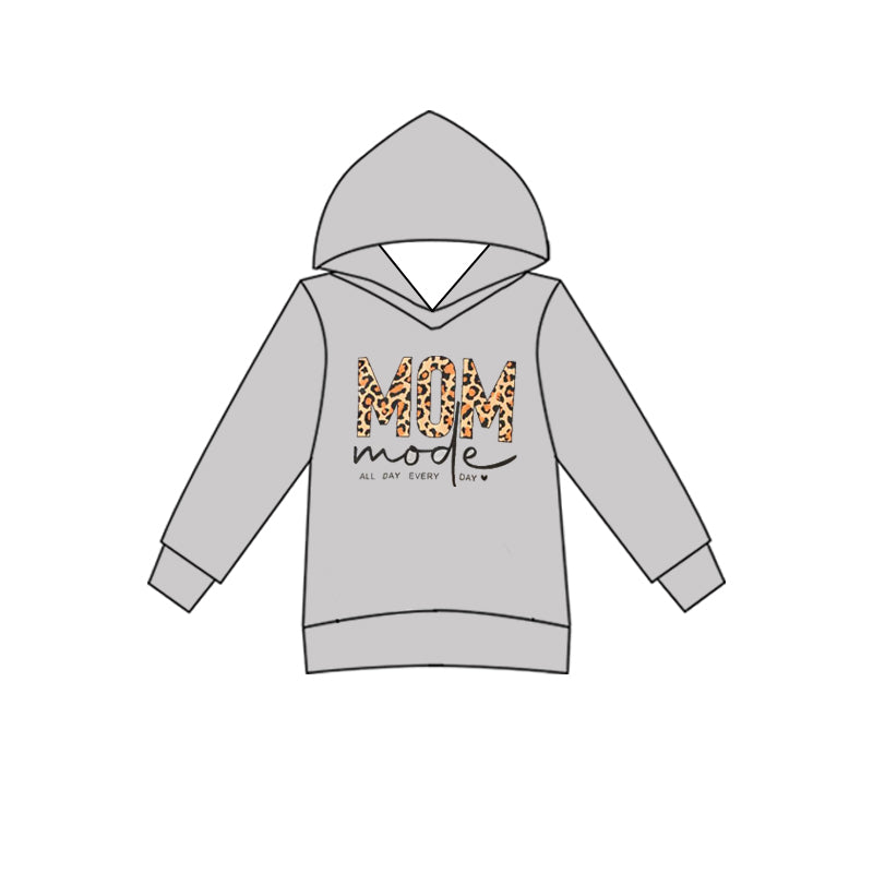 Adult Women Long Sleeves MOM Gray Hoodie Shirt Tops