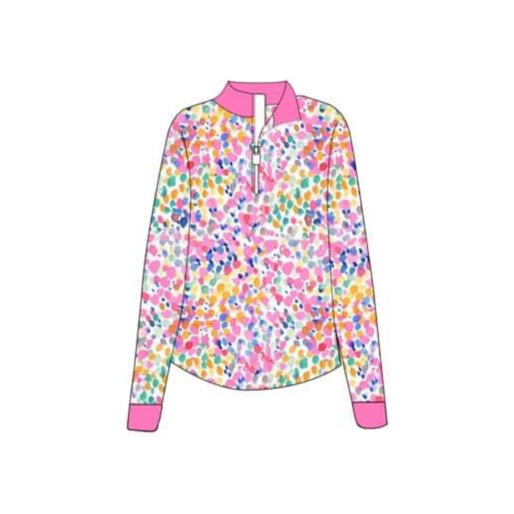 Pre-order Adult Woman Long Sleeves Colorful Leopard Zipper Shirt Tops