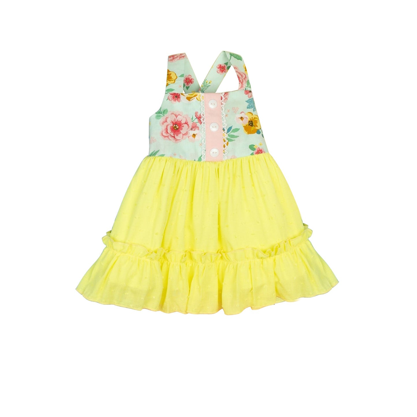 Pre-order Baby Girl Sleeveless Flower Ruffle Yellow Tunic Tops
