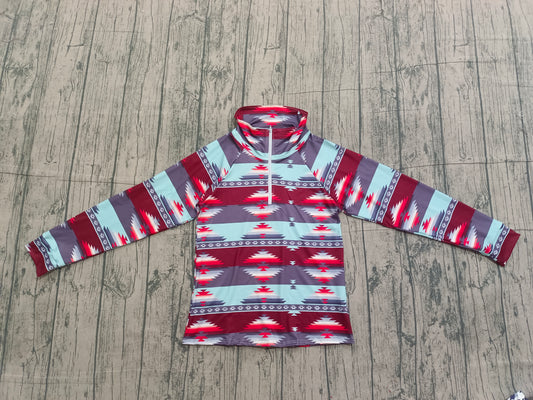 ( No moq ) Preorder Baby Kids Toddler Long Sleeves Aztec Western Zipper Shirt Tops