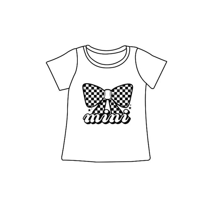 Preorder Baby Girl Short Sleeve White Checkered Mini Tee Shirt Tops