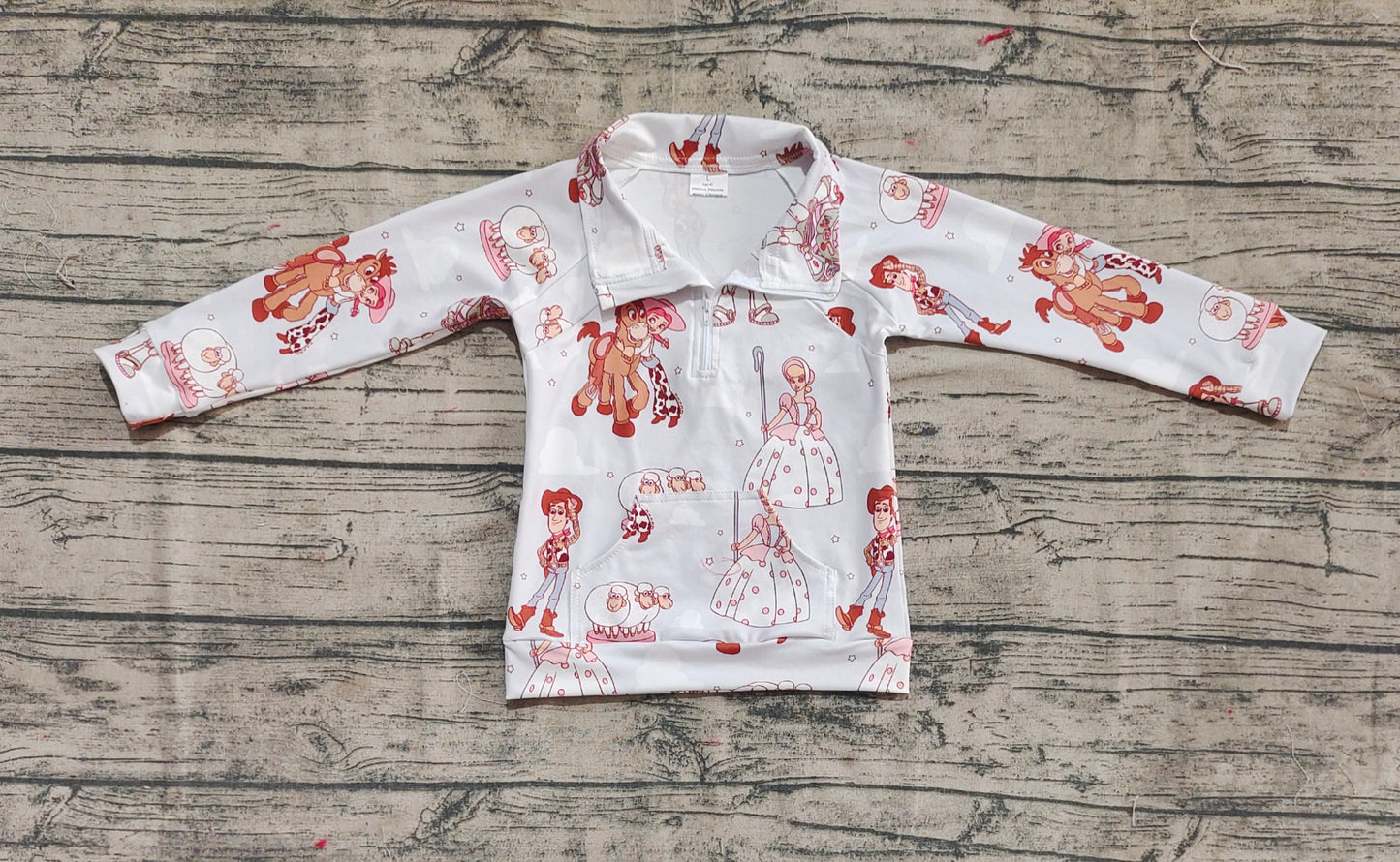 Baby Girl Long Sleeves Toys Zipper Pocket Cartoon Shirt Tops RTS