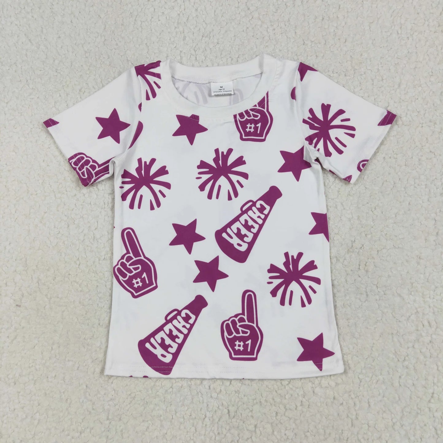 Baby Girl Toddler Short Sleeves Cheer Team Shirts Sibling Tops Clothes RTS