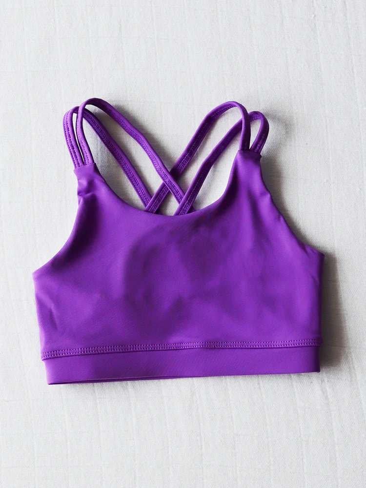 Preorder Baby Girl Dark Purple Straps Yoga Activewear Sports Vest Tops ( Moq 5 )