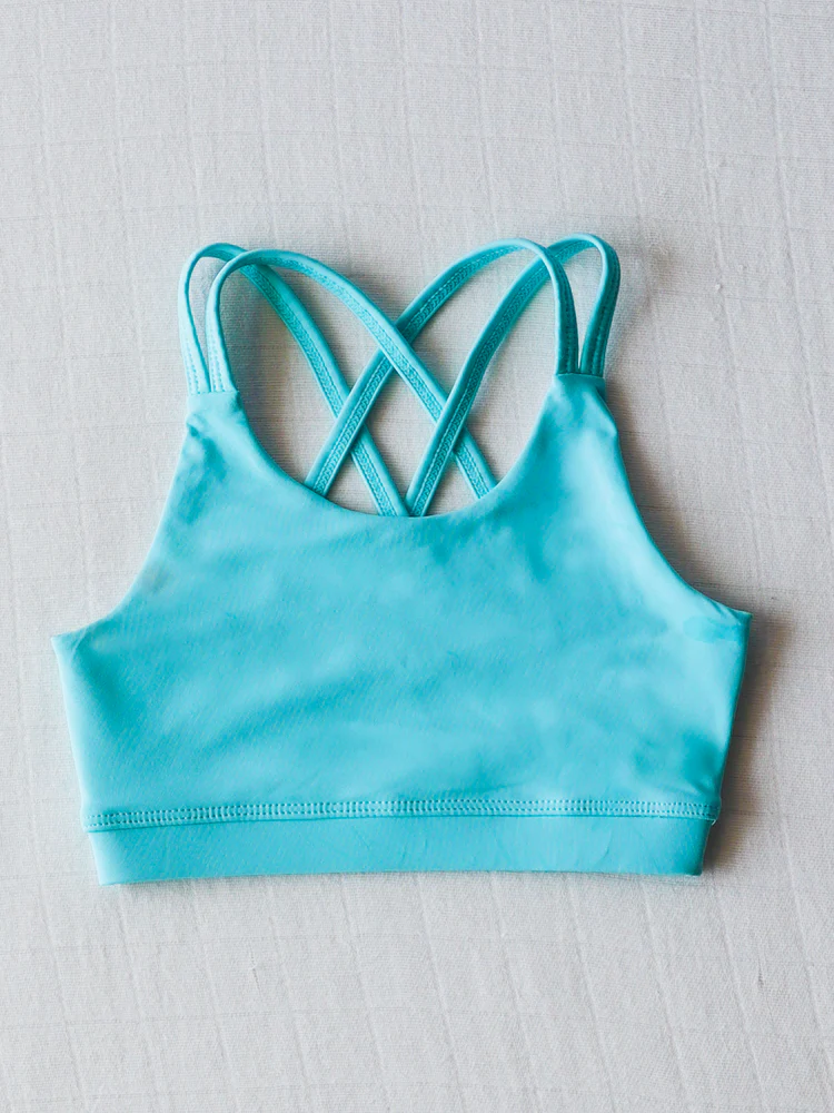 Preorder Baby Girl Light Blue Straps Yoga Activewear Sports Vest Tops ( Moq 5 )