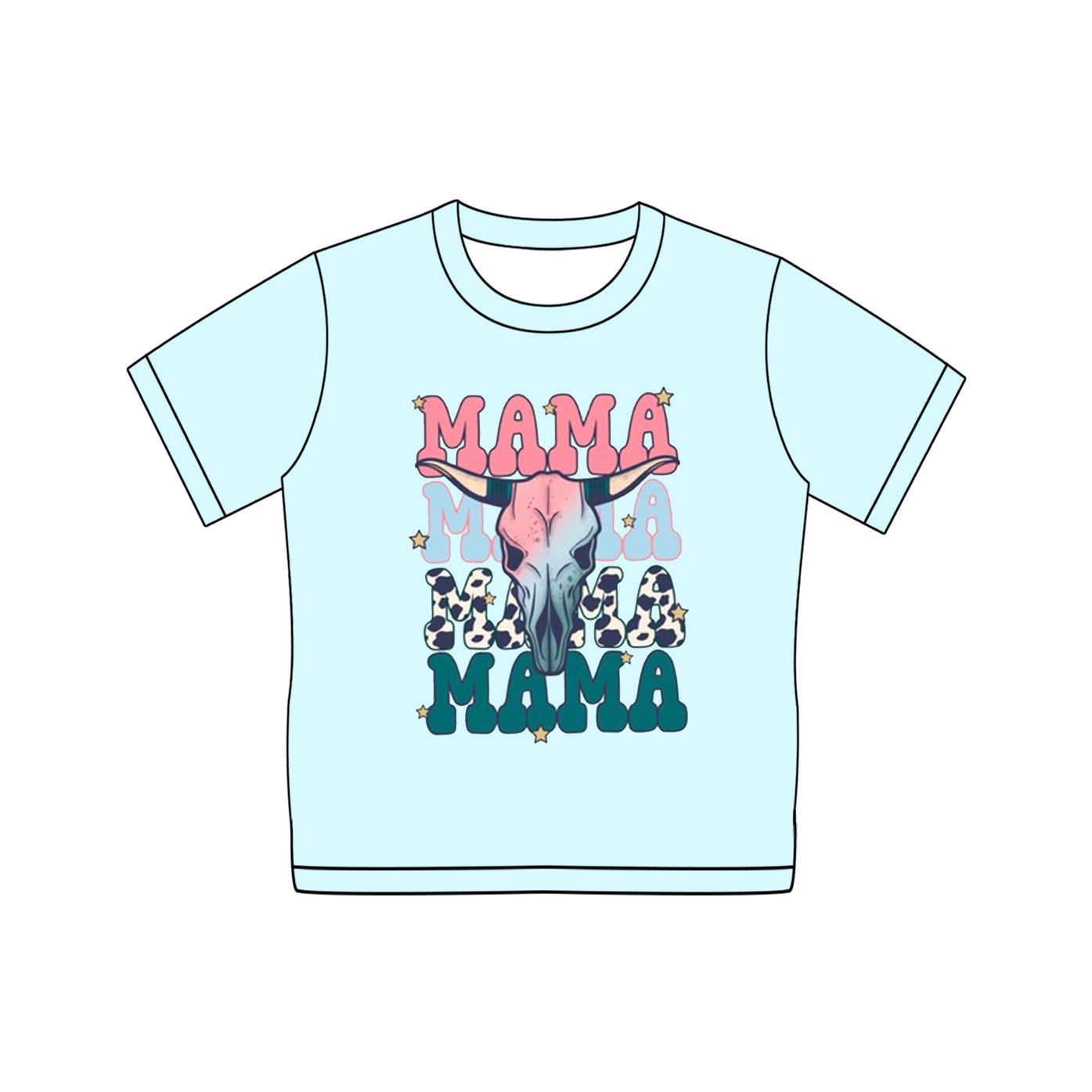 Preorder Adult Women Western Cow Short Sleeves Mama Tee Shirt ( Moq 5 )