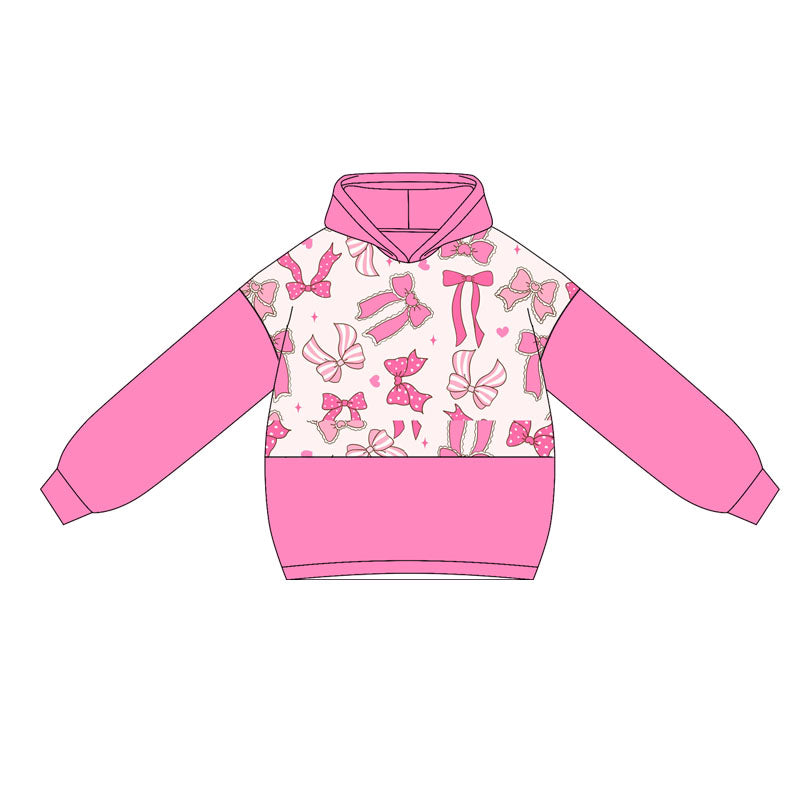 ( Moq 5 ) Preorder Baby Girl Pink Long Sleeves Bows Hearts Hoodies Tops Shirt