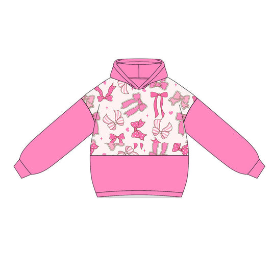 ( Moq 5 ) Preorder Baby Girl Pink Long Sleeves Bows Hearts Hoodies Tops Shirt