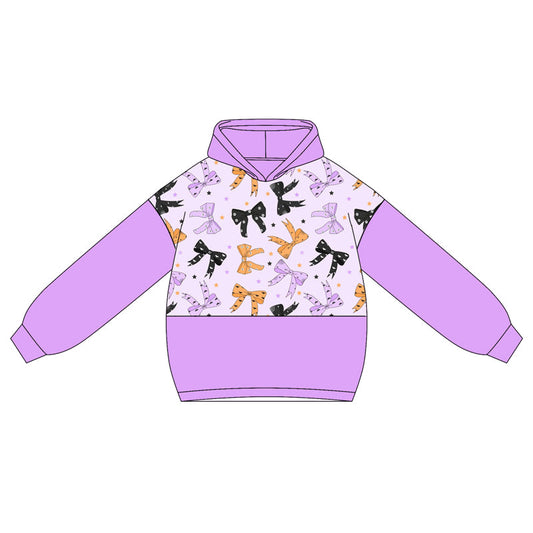 ( Moq 5 ) Preorder Baby Girl Lavender Long Sleeves Halloween Bows Stars Hoodies Tops Shirt