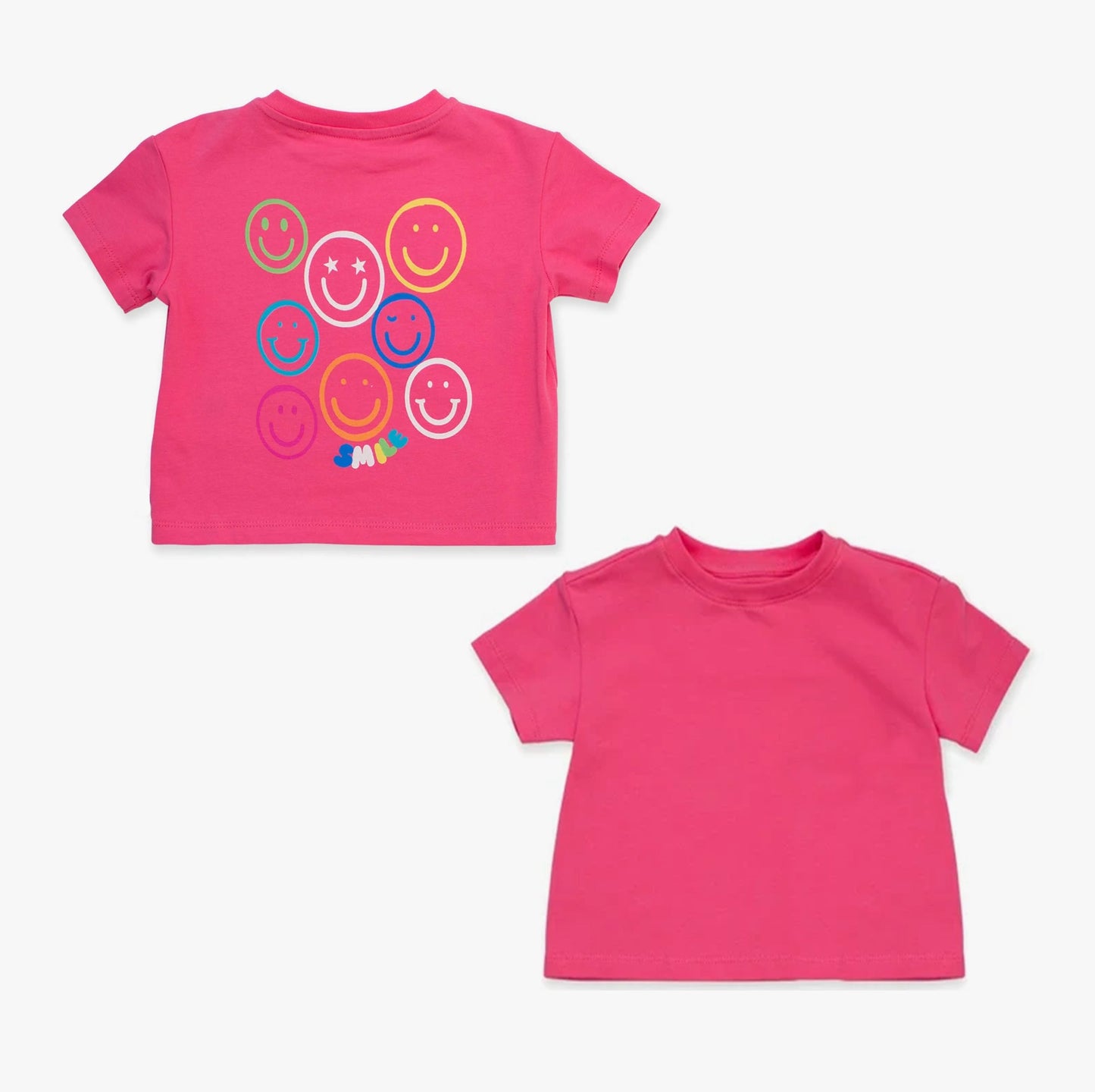 ( Moq 5 ) Preorder Baby Girl Toddler Short Sleeves Smile Pink Shirt Tops