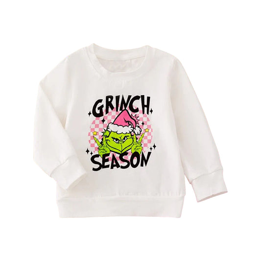 ( Moq 5 ) Preorder Baby Girl Long Sleeves Green Face Christmas Shirt Tops
