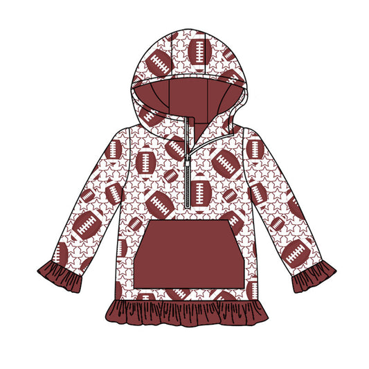 ( Moq 5 ) Preorder Baby Girl Long Sleeves Football Stars Hoodie Pocket Shirt Tops