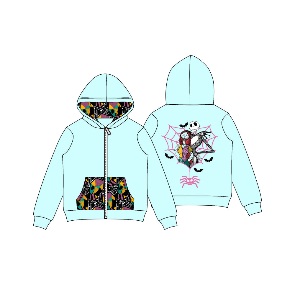 ( Moq 5 ) Preorder Baby Girl Long Sleeves Cartoon Halloween Hoodie Zipper Pockets Tops