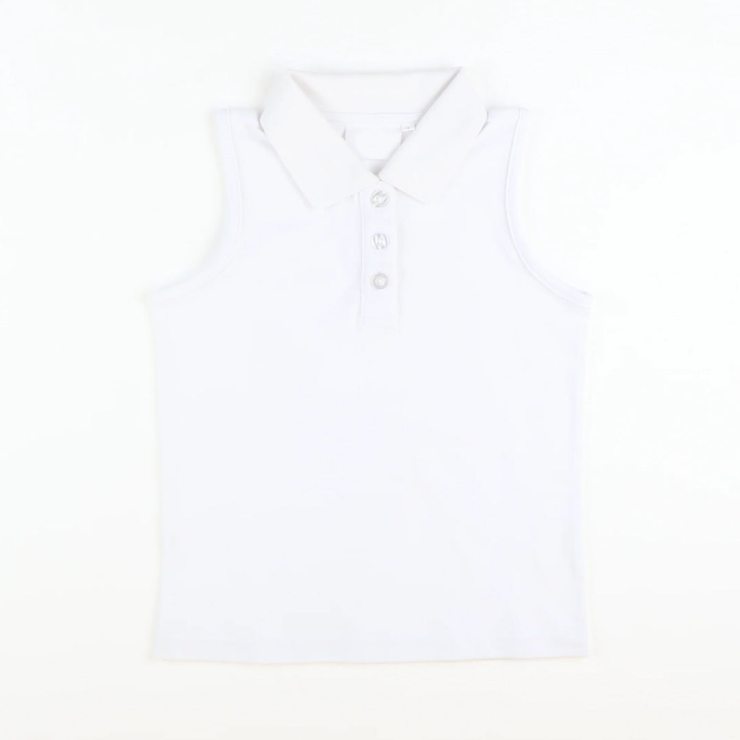 ( Moq 5 ) Preorder Baby Girl Toddler Sleeveless Yoga Active White Buttons Shirt