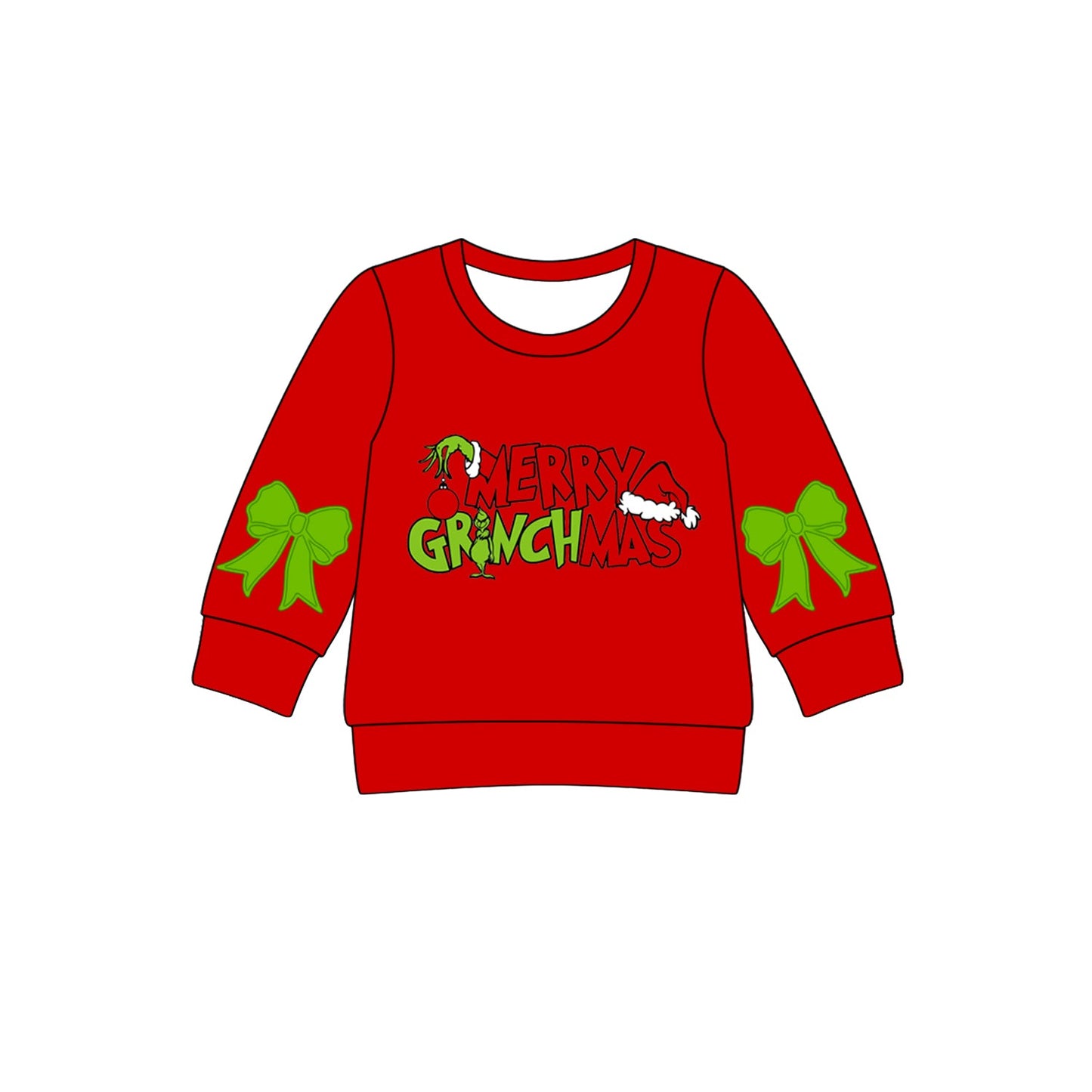 ( Moq 5 ) Preorder Baby Girl Bows Long Sleeves Merry Christmas Red Shirt Tops