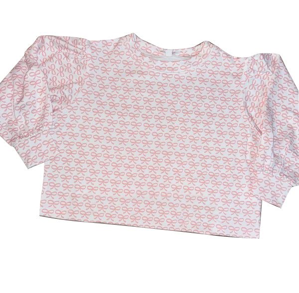 ( Moq 5 ) Preorder Girls Kids Long Sleeves Pink Bows Yoga Active Tops