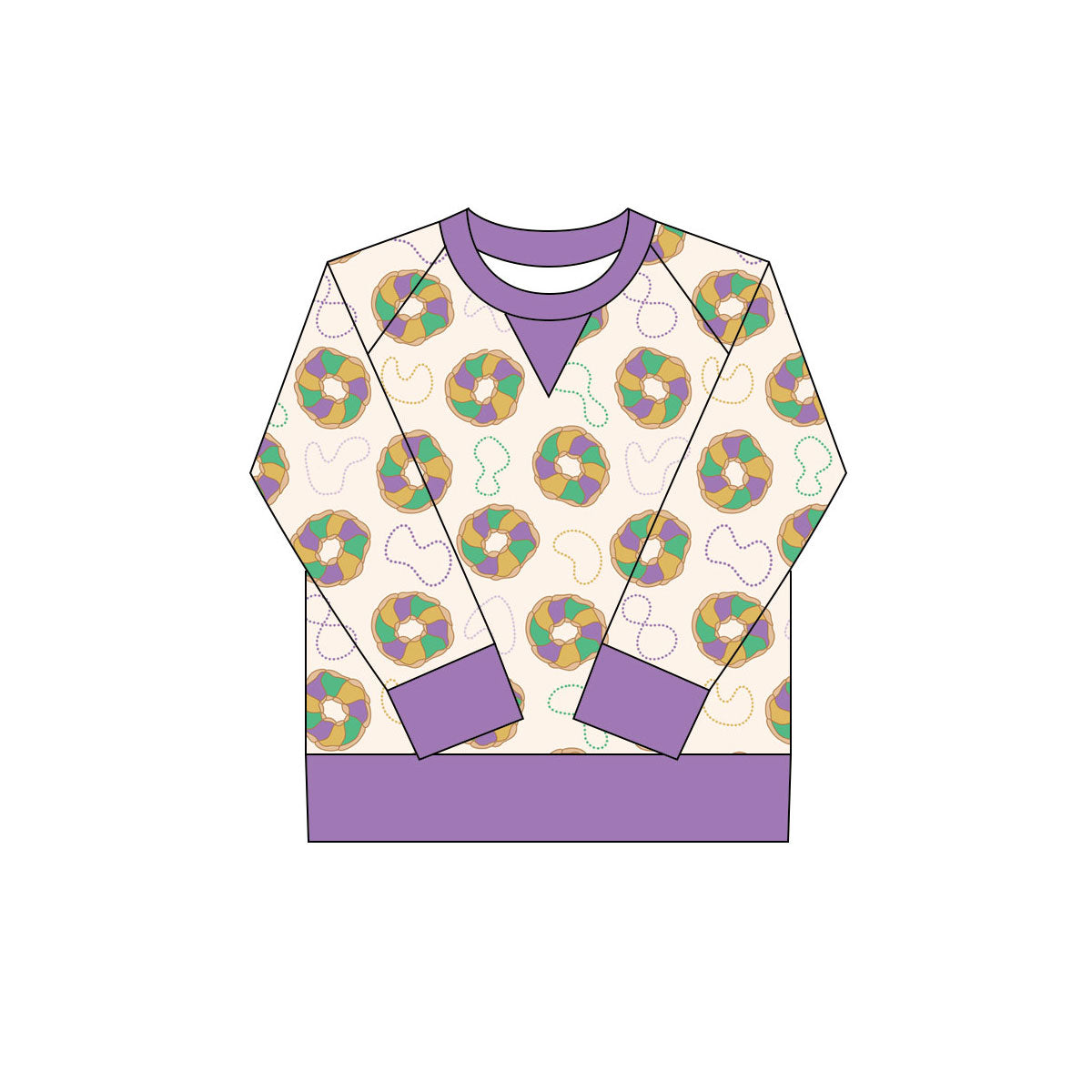 ( Moq 5 ) Preorder Girls Kids Long Sleeves Donuts Mardi Gras Yoga Active Shirt Tops