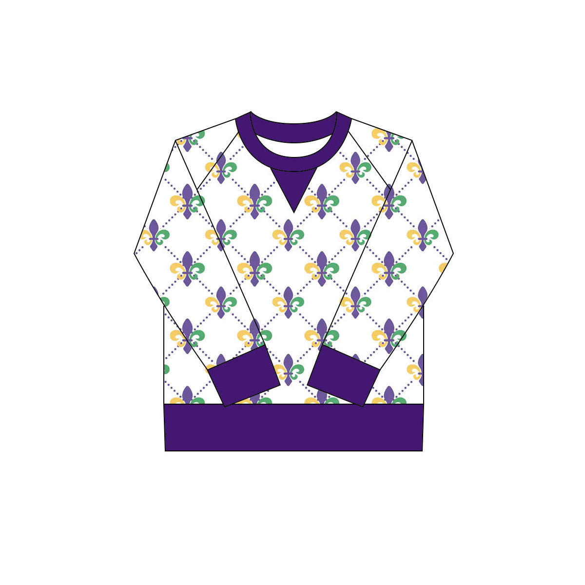 ( Moq 5 ) Preorder Girls Kids Anchors Long Sleeves Mardi Gras Yoga Active Shirt Tops