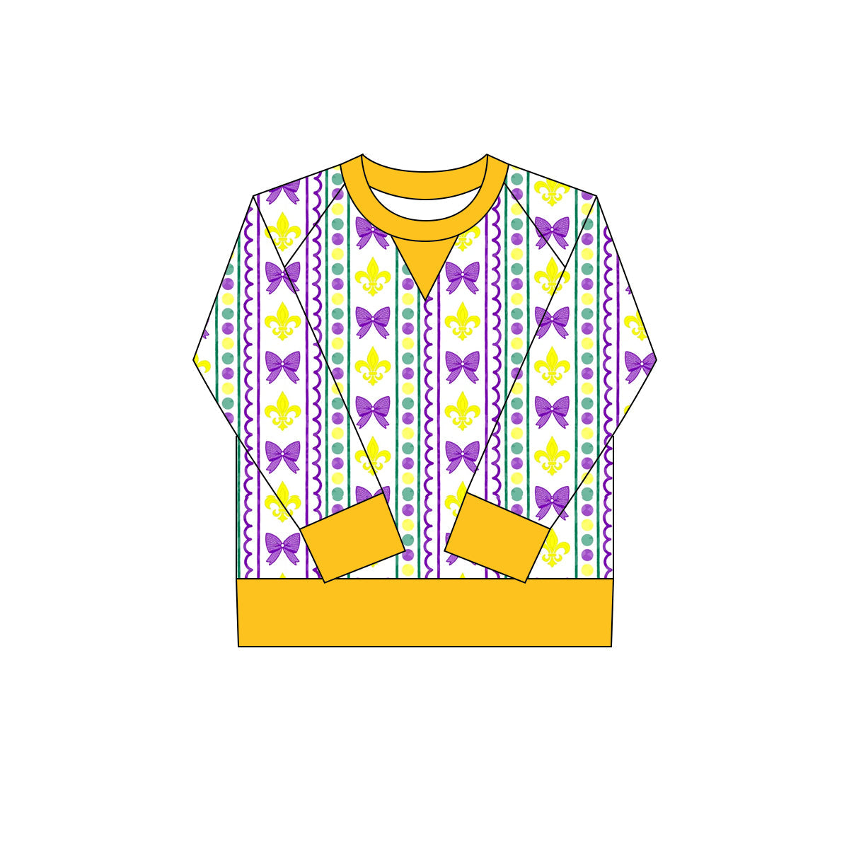 ( Moq 5 ) Preorder Girls Kids Long Sleeves Anchors Bows Mardi Gras Yoga Active Shirt Tops