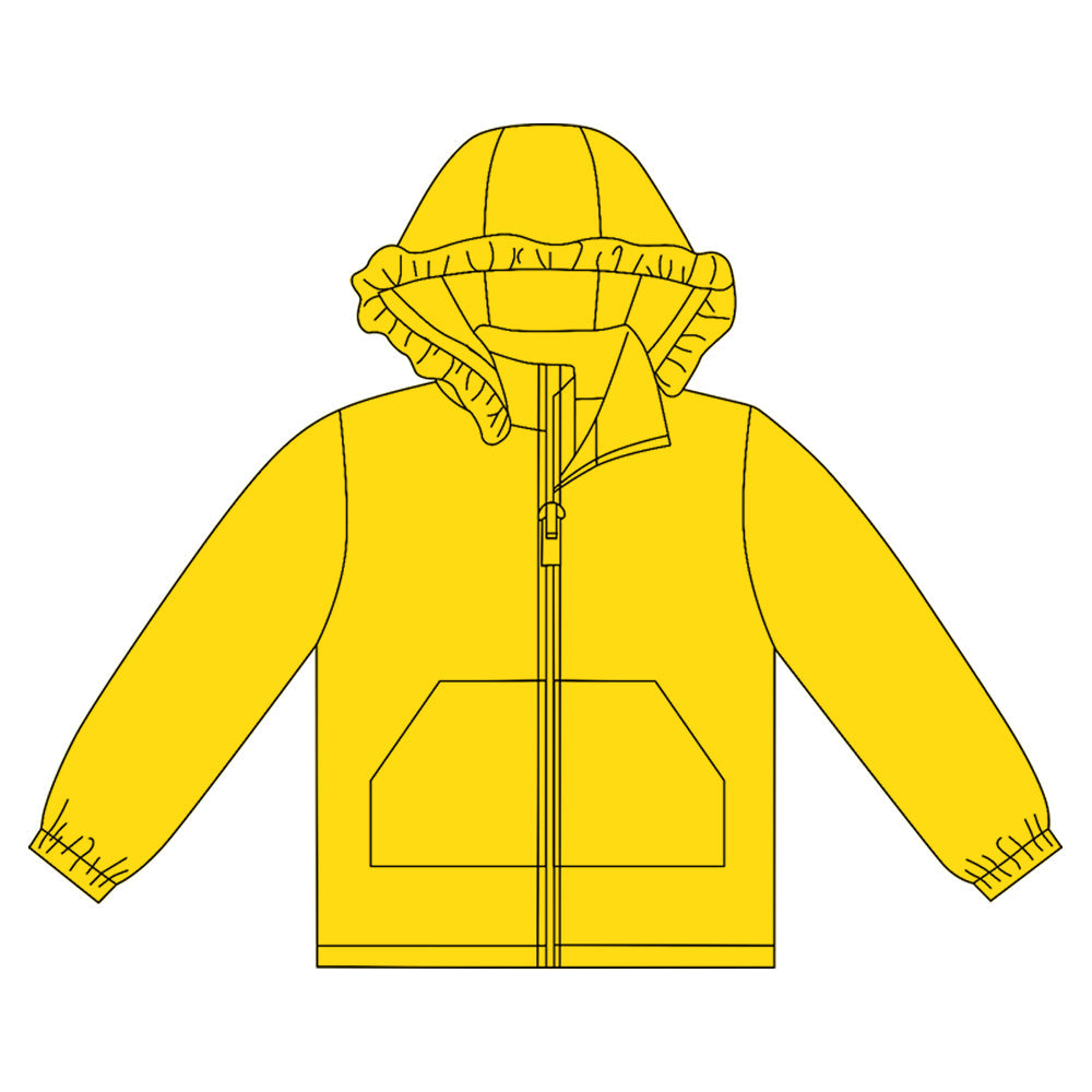( Moq 5 ) Preorder Girls Kids Yellow Long Sleeve Pockets Zipper Hoodie Cardigan Tops