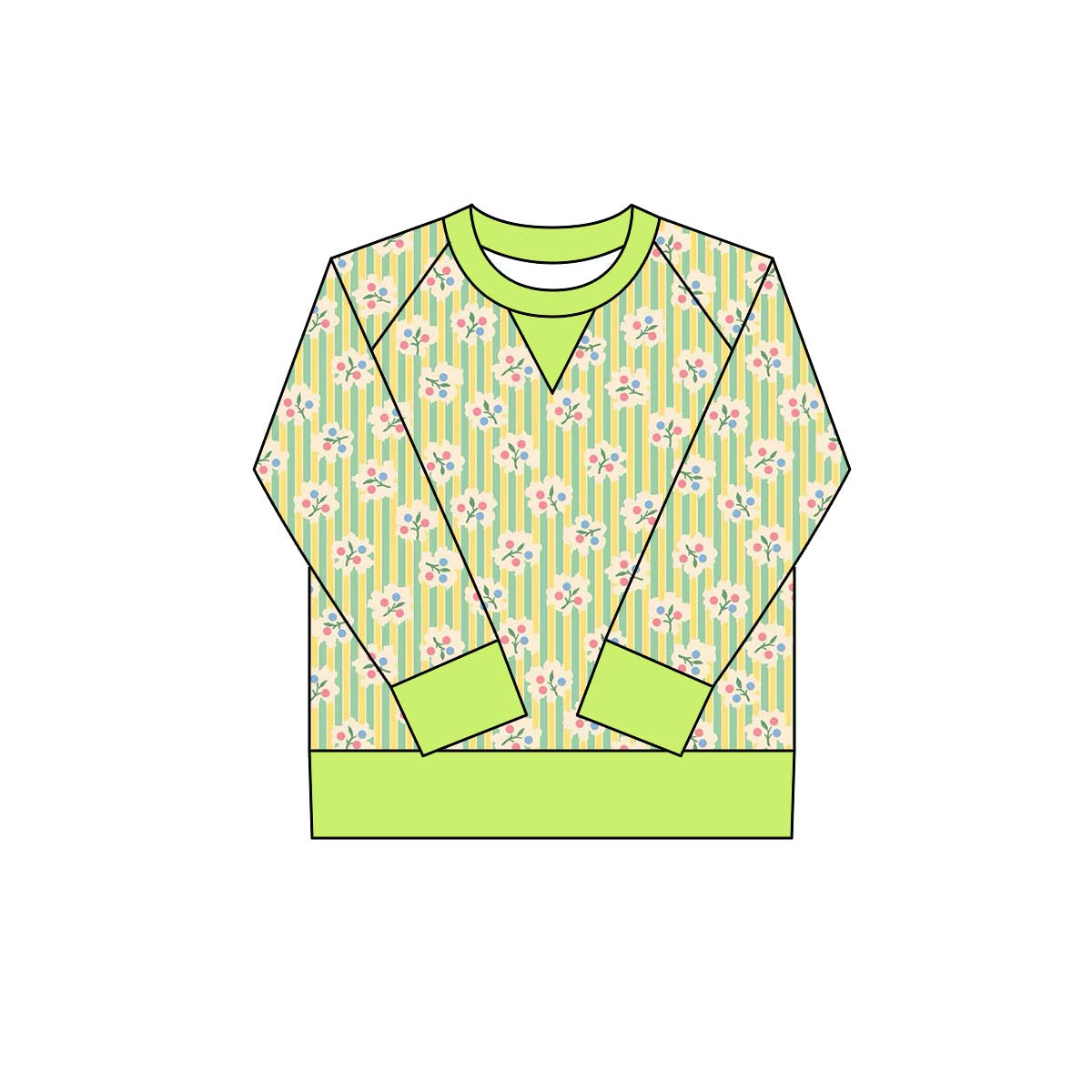 ( Moq 5 ) Preorder Girls Kids Long Sleeves Floral Stripes Yoga Active Shirt Tops