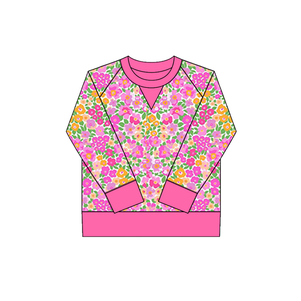 ( Moq 5 ) Preorder Girls Kids Long Sleeves Flower Hot Pink Yoga Active Shirt Tops