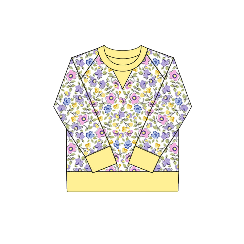 ( Moq 5 ) Preorder Girls Kids Long Sleeves Flower Yellow Yoga Active Shirt Tops