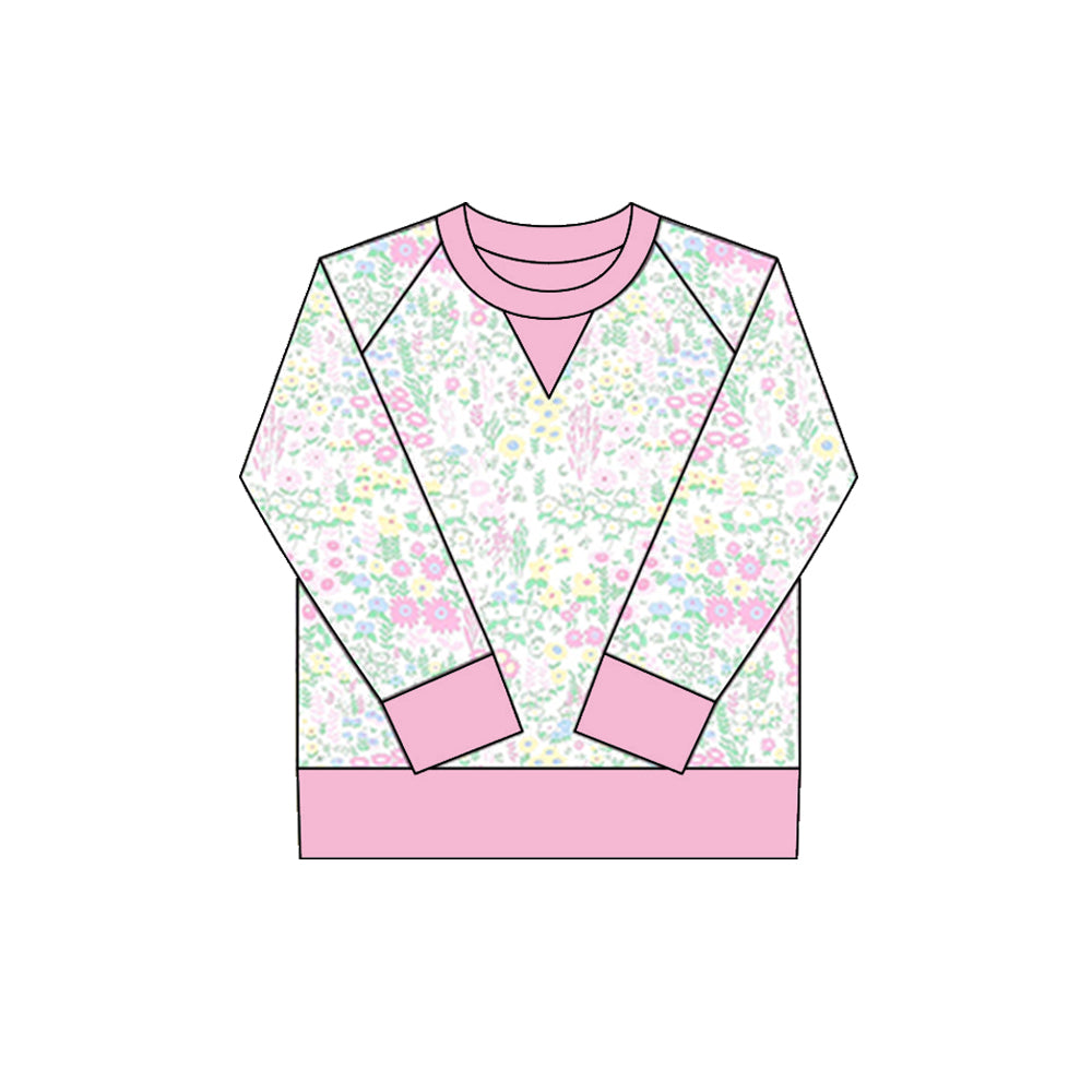 ( Moq 5 ) Preorder Girls Kids Long Sleeves Floral Pink Yoga Active Shirt Tops
