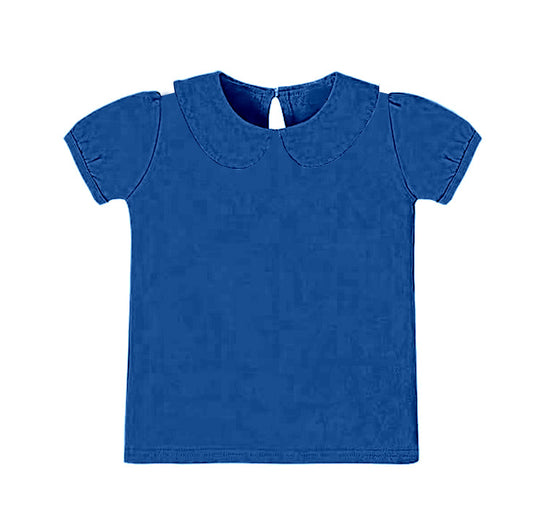 ( Moq 5 ) Preorder Girls Kids Short Sleeves Blue Yoga Active Shirt Tops