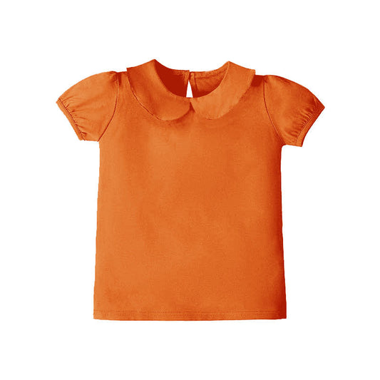 ( Moq 5 ) Preorder Girls Kids Short Sleeves Orange Yoga Active Shirt Tops