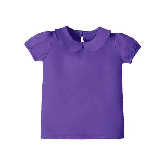 ( Moq 5 ) Preorder Girls Kids Short Sleeves Purple Yoga Active Shirt Tops