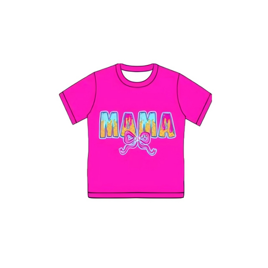 ( Moq 5 ) Preorder Adult Woman Pink Short Sleeves Mama Bow T-shirts Tops