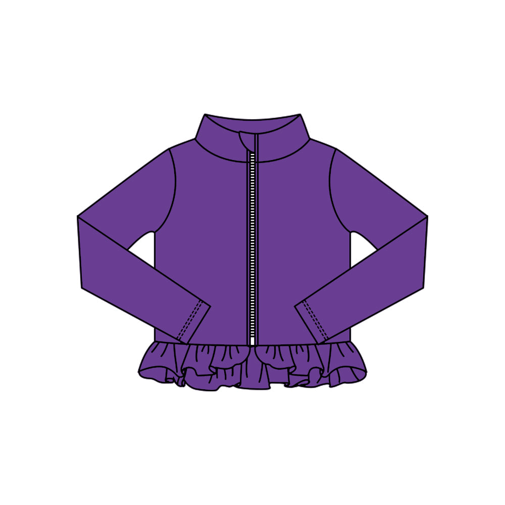 ( Moq 5 ) Preorder Baby Girls Kids Purple Long Sleeves Zipper Yoga Active Cardigan Tops