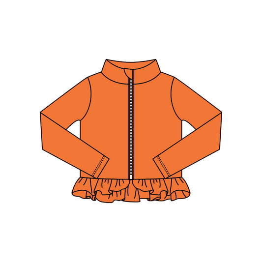 ( Moq 5 ) Preorder Baby Girls Kids Orange Long Sleeves Zipper Yoga Active Cardigan Tops