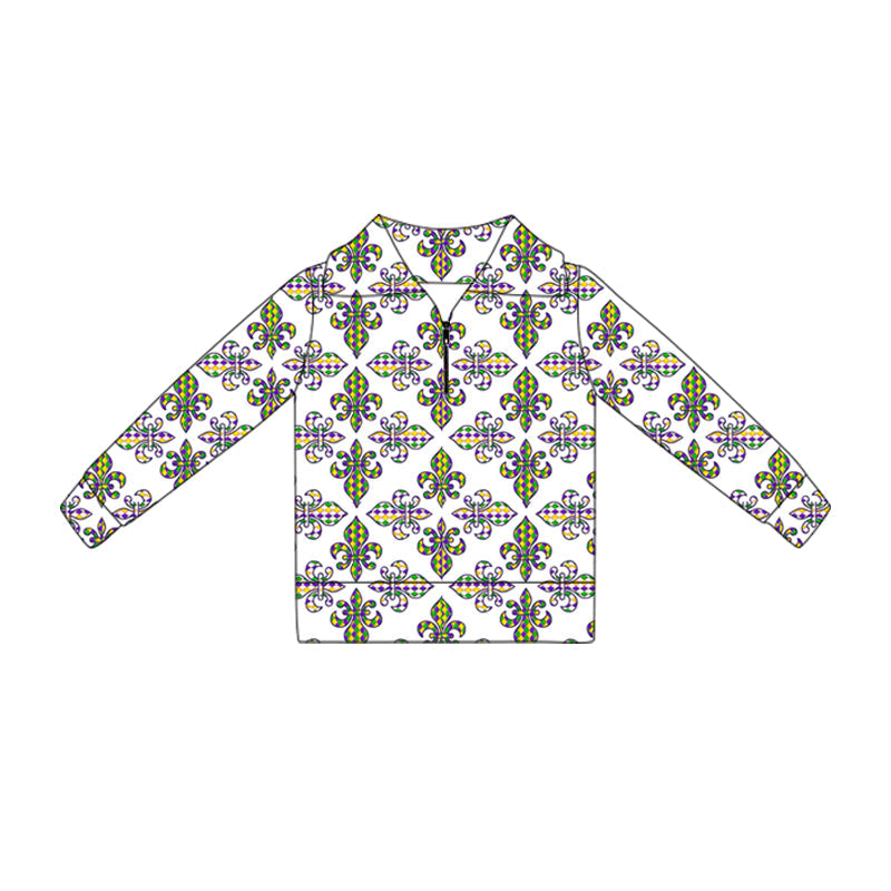 ( Moq 5 ) Preorder Baby Girls Long Sleeves Plaid Anchors Zipper Pullover Tops