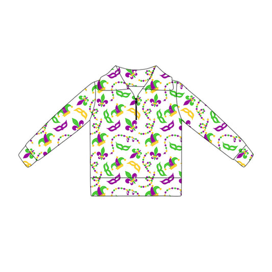 ( Moq 5 ) Preorder Baby Girls Long Sleeves Anchors Masks Zipper Pullover Tops
