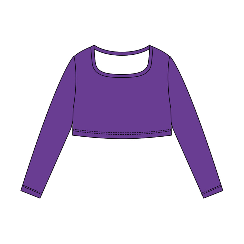 ( Moq 5 ) Preorder Baby Girls Purple Long Sleeves Yoga Active Shirt Tops