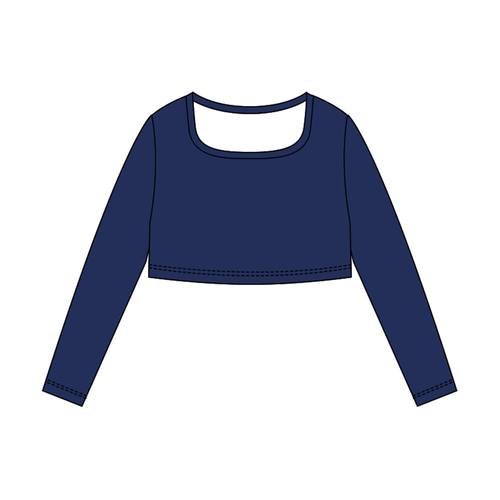 ( Moq 5 ) Preorder Baby Girls Navy Long Sleeves Yoga Active Shirt Tops