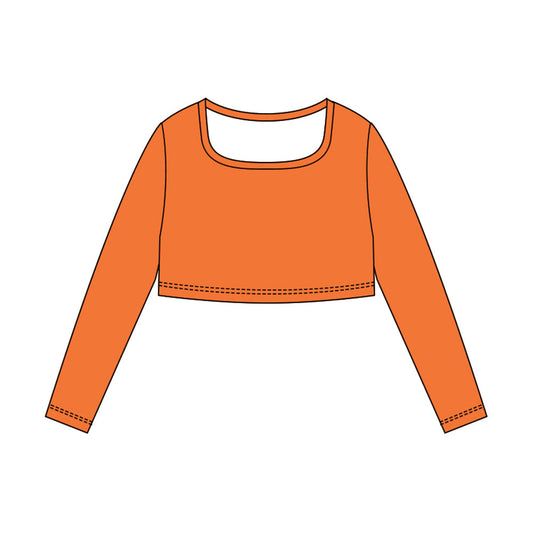 ( Moq 5 ) Preorder Baby Girls Long Sleeves Yoga Active Orange Shirt Tops