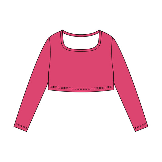 ( Moq 5 ) Preorder Baby Girls Long Sleeves Yoga Active Pink Shirt Tops