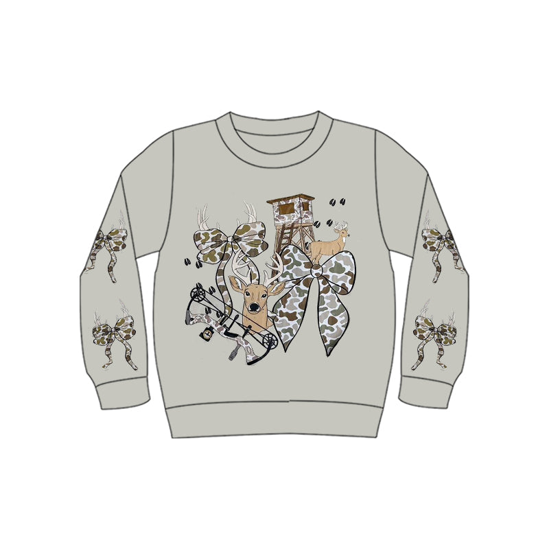 ( Moq 5 ) Preorder Baby Boys Long Sleeve Camo Bows Deer Hunting Shirt Tops