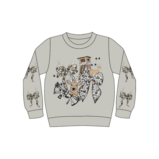( Moq 5 ) Preorder Baby Boys Long Sleeve Camo Bows Deer Hunting Shirt Tops