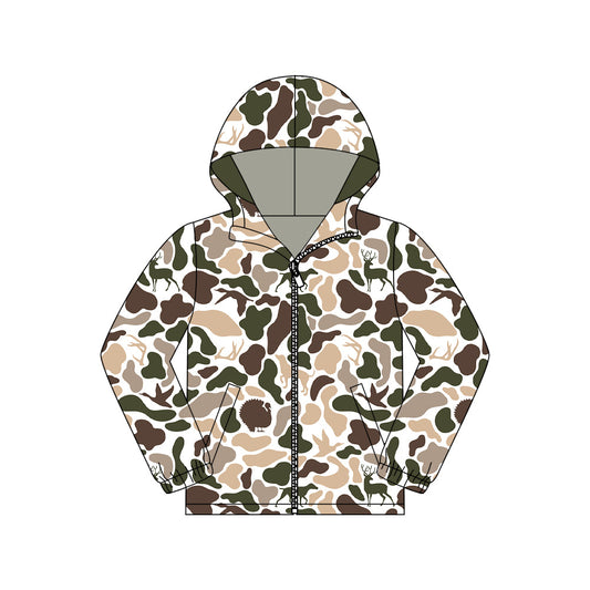 ( Moq 5 ) Preorder Adult Men Dogs Ducks Deer Camo Pockets Zipper Hoodie Jacket Coat Tops