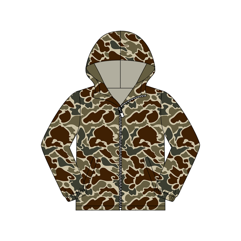 ( Moq 5 ) Preorder Adult Men Camo Long Sleeves Pockets Zipper Hoodie Jacket Coat Tops