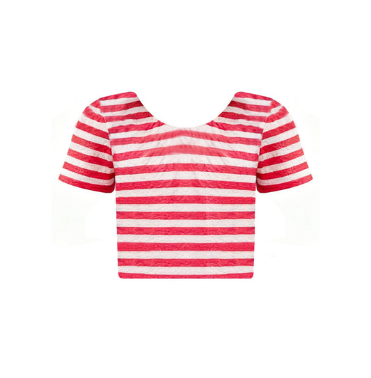 ( Moq 5 ) Preorder Baby Girls Short Sleeves Red Stripes Shirt Tops